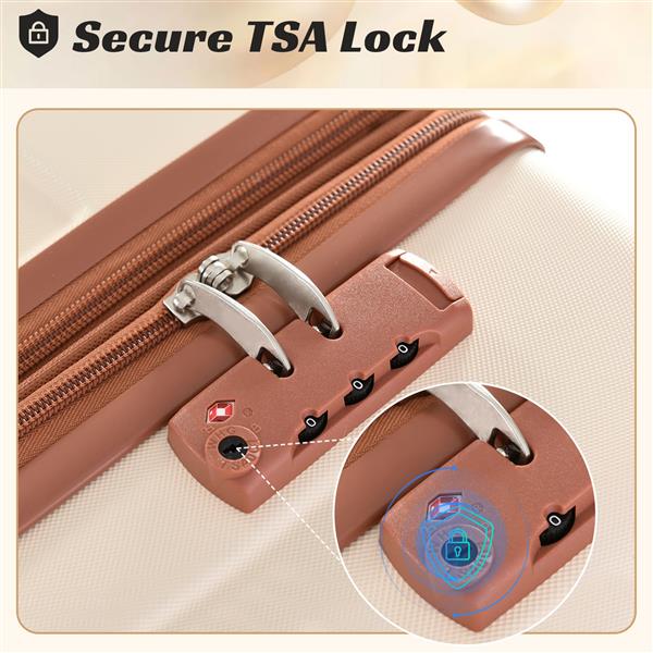 硬壳行李箱套装 3 件套拉杆箱 带 TSA Lock 轻便 20''24''28''-17