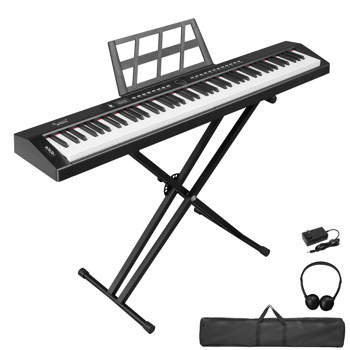 【AM不售卖】Glarry GPP-105/BD-882 88键半重锤键盘 便携式带双管X型支架 黑色 电钢琴 德法