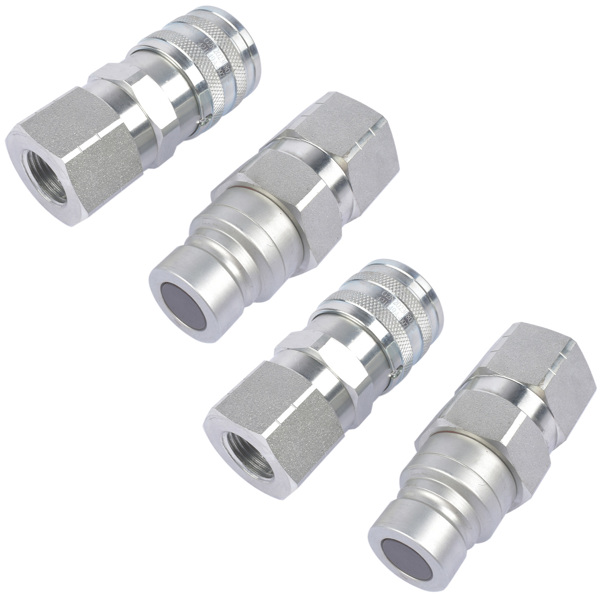 液压传动阀 Hydraulic Quick Connect Coupler Coupling Set for Skid Steer BobCat Loader (2pcs)-2