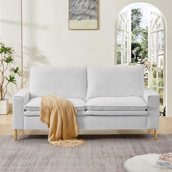 白色，绒布室内双人沙发，金属脚，199.5*80.5*97cm-1