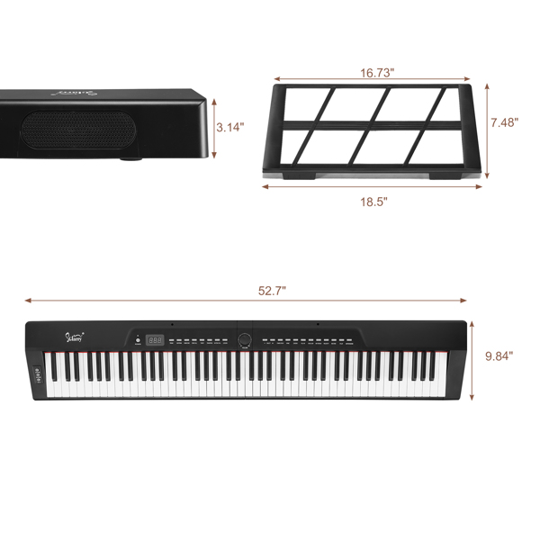 【AM不售卖】Glarry GPP-105/BD-882 88键半重锤键盘 便携式带双管X型支架 黑色 电钢琴 美国-2