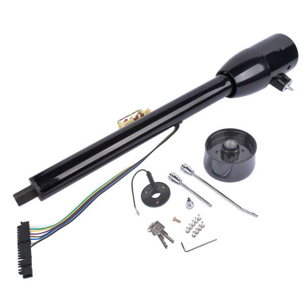 A3-汽车转向柱 28" Black Tilt Street Rod Floor Shift Steering Column w/ Wheel Adapter & Key-6