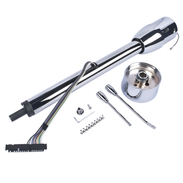 A3-汽车转向柱 28" Chrome Tilt Street Rod Floor Shift Steering Column with Wheel Adapter No Key-7