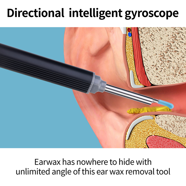 RALYUNI 可视挖耳勺-内含8件耳垢清除工具-带灯的耳垢清除套件-适用于 iOS 和 Android 的耳朵清洁器 黑色（周末不发货）-5