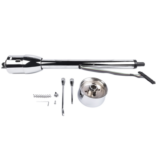 A3-汽车转向柱 30" Chrome Tilt Street Rod Floor Shift Steering Column with Wheel Adapter No Key-3