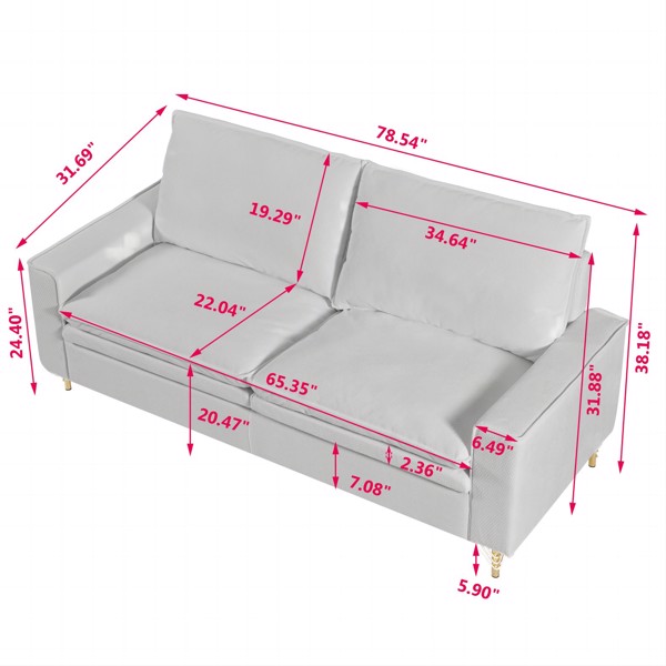 白色，绒布室内双人沙发，金属脚，199.5*80.5*97cm-7