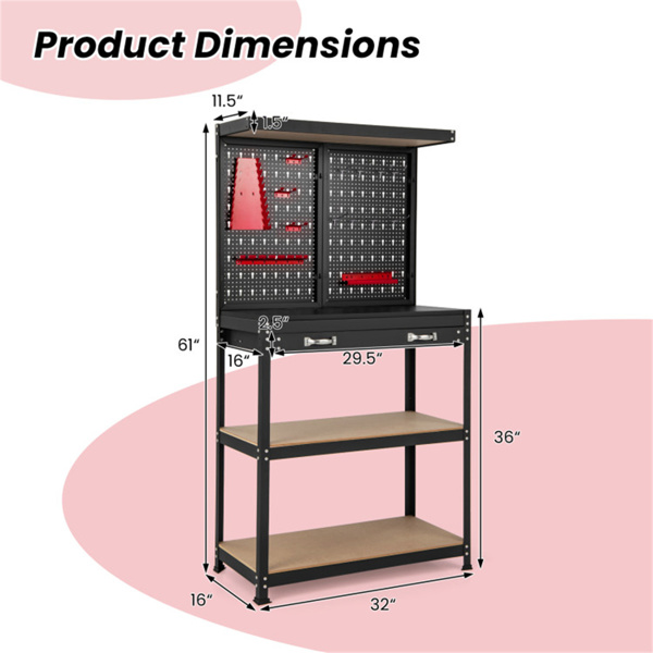 车库工作台带抽屉，车间工具台（amazon shipping-发货，WALMART/AMAZON禁止销售）-3