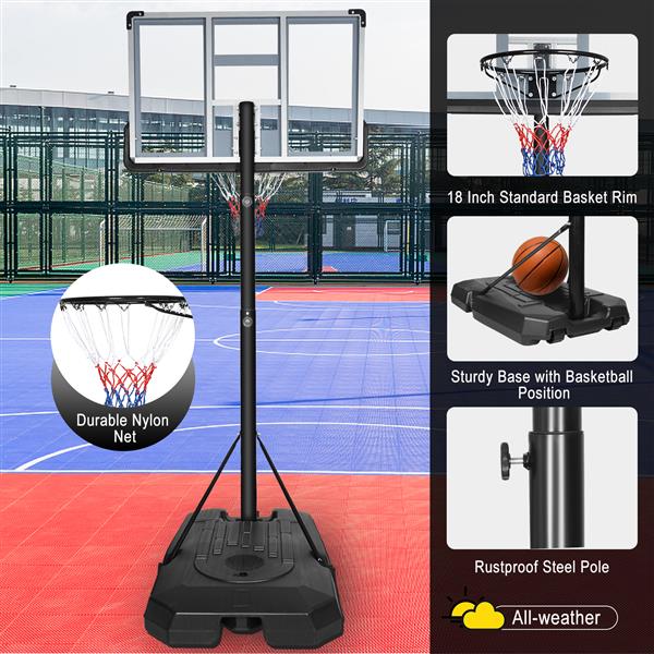 Portable Basketball Stand Backboard System Stand Height Adjustable 6.6ft - 10ft with 44 Inch Backboard and Wheels for Adults Youth Outdoor Indoor Basketball Stand Game Set - 20