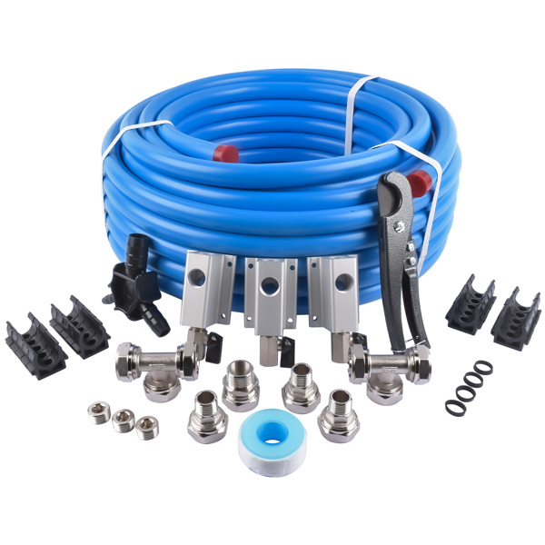  空气压缩机管路套件 Compressed Air System Master Kit for M7500 3/4 Inch Pipe x 100 FT 2 Tee Fittings-1