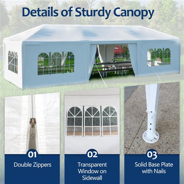 10x30 英尺婚礼派对天篷帐篷户外凉亭，带 8 个可拆卸侧壁-1