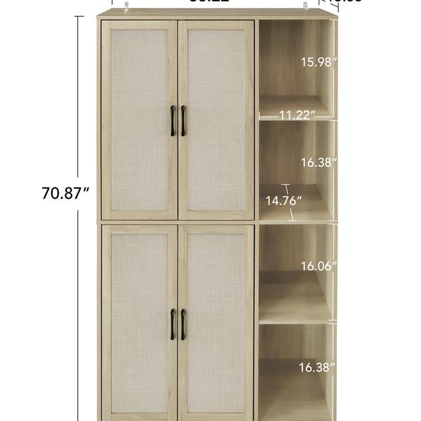 4 门橱柜，带 4 个搁板，带 4 个可调节内搁板，储物柜-6