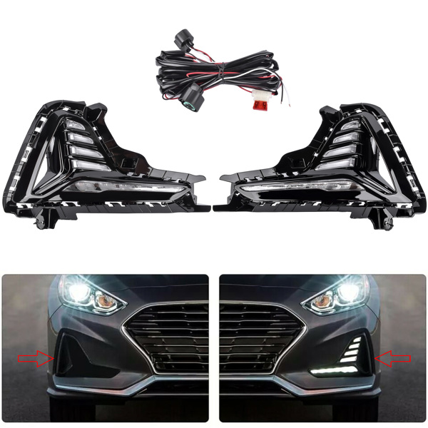 雾灯和边框 LED Fog Light DRL Lamps Cover Bezels Left & Right Side for Hyundai Sonata 2018-2019-7