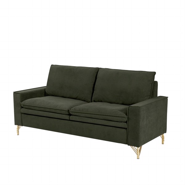 绿色，绒布室内双人沙发，金属脚，199.5*80.5*97cm-5