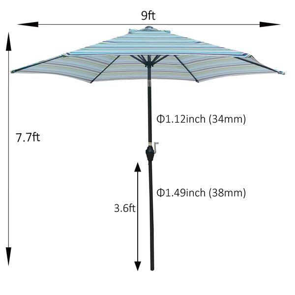 9 英尺雨伞 蓝色条纹-9