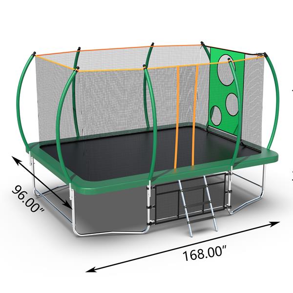 8X14 英尺户外方形蹦床，适合儿童和成人，长方形翻滚蹦床-7