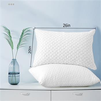 睡眠用床枕，1 包记忆海绵枕头（20 英寸 x 26 英寸），带可调节蓬松度的冷却竹枕，适合侧卧和仰卧，可清洗可拆卸