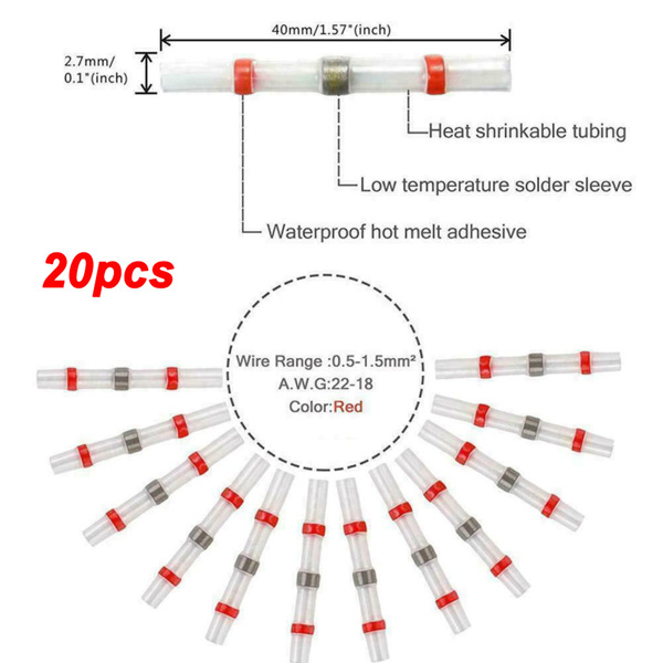 防漏电阻燃热缩中接管防水焊锡环热缩端子 SST-S21热缩中接管 红色 20pcs/包 袋装 (周末不发货)-4