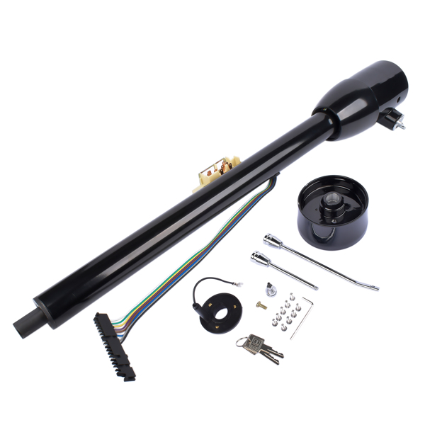 A3-汽车转向柱 Black 32" Floor Shift Tilt Manual Steering Column w/ Key & 9 Hole Wheel Adpater-5