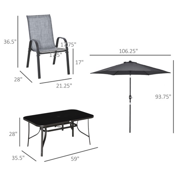 户外餐桌椅套餐带雨伞 -2