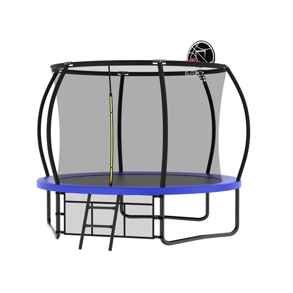 10 英尺南瓜蹦床，户外蹦床，带篮球架、围栏网和梯子-3