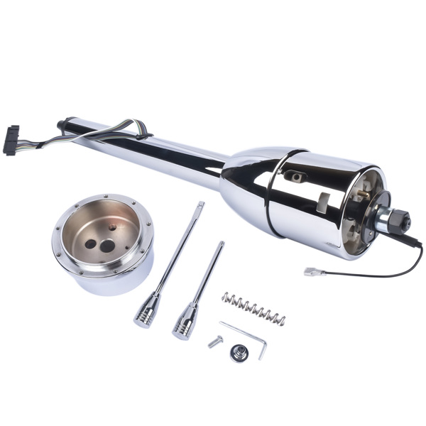 A3-汽车转向柱 28" Chrome Tilt Street Rod Floor Shift Steering Column with Wheel Adapter No Key-2