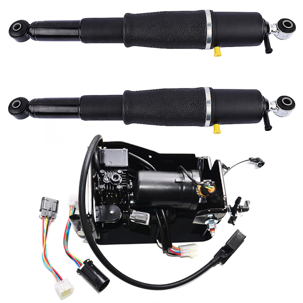 空气悬挂减震器 Pair Rear Air Suspension Shocks + Compressor Pump for Cadillac Escalade Chevrolet Avalanche Suburban 1500 Tahoe GMC Yukon 2001-2013 25979391 19300046 19299545-3