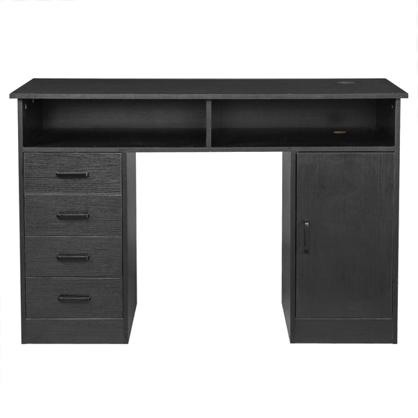  黑色木纹 刨花板贴三胺 120*50*78cm 一门四抽加隔层 电脑桌 N001-5
