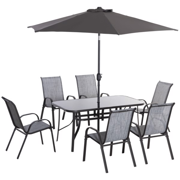 户外餐桌椅套餐带雨伞 -5
