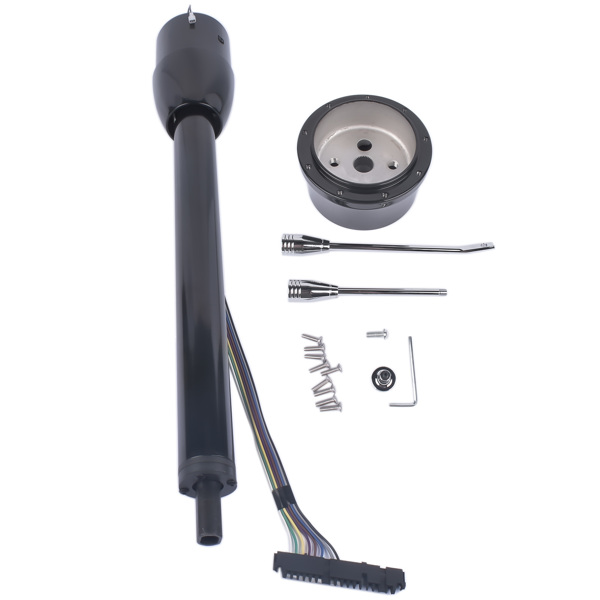 A3-汽车转向柱 28" Black Stainless Tilt Steering Column Manual Floor Shift No Key with Adapter-4