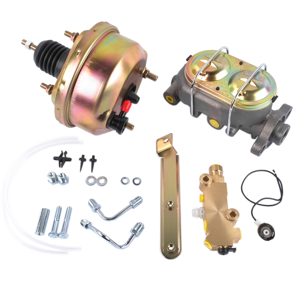 刹车总成 7" Single Zinc Power Brake Booster + 1" Bail Top Master Cylinder + Disc/Drum Proportioning Valve Kit-5