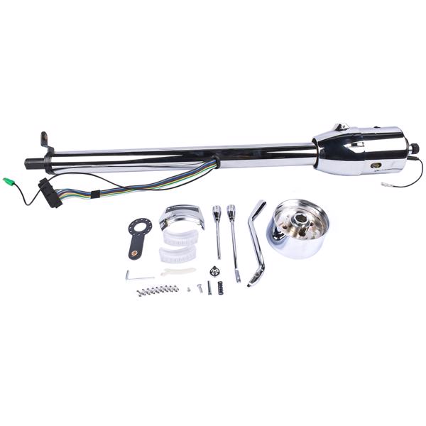 A3-汽车转向柱 32"GM Steering Column Tilt Auto No Key Universal W/ 9 Holes Wheel Adapter Chrome-2