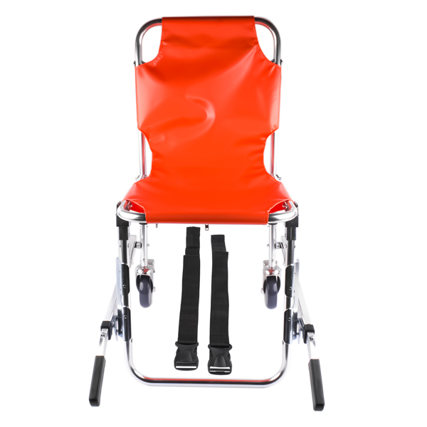 A3-EMS楼梯椅带刹车两轮橙色 Foldable Lightweight EMS Stair Chair with Brake, Medical Emergency Evacuation Lifting Climbing Wheelchair Two Wheel Orange-5