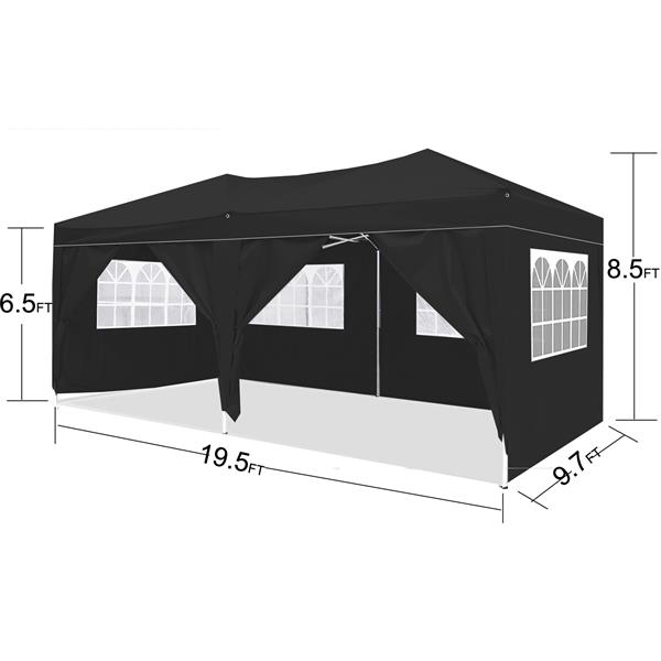 10'x20'弹出式遮阳篷户外便携式派对折叠帐篷，带 6 个可拆卸侧壁 + 便携包 + 4 个配重袋-6