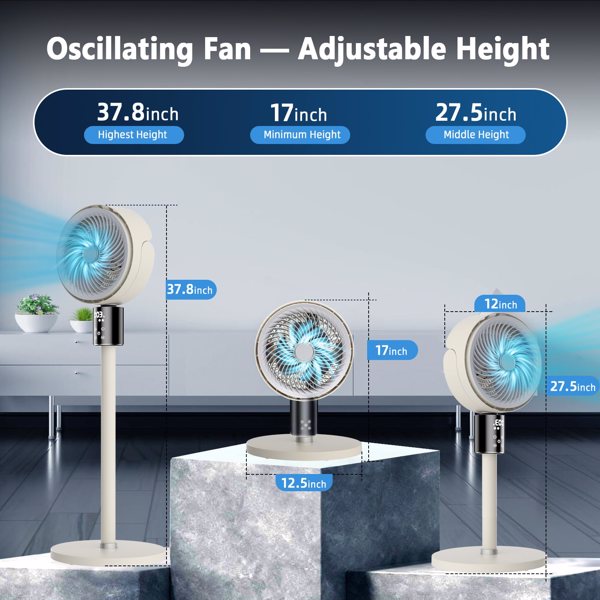 带遥控的立式风扇，带 12H 定时器的摆动风扇，36-50db 家用卧室落地扇，3 档摆动座扇，触摸+遥控，70°+90° 卧室静音摆动风扇（亚马逊沃尔玛禁售）-3