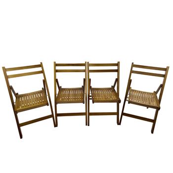 家具板条木折叠特殊活动椅 - 蜂蜜色，4 件套，折叠椅，可折叠式