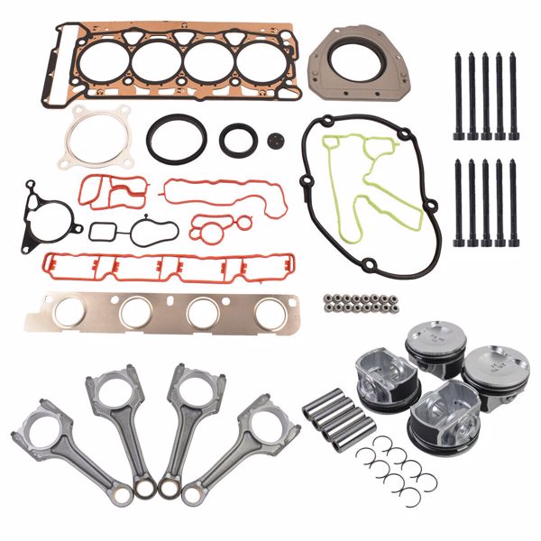 发动机大修包 21mm Pistons + Rods + Head Gaskets Kit For Audi VW 2.0T TSI EA888 CCTA CBFA CAEA 06H198401A-1