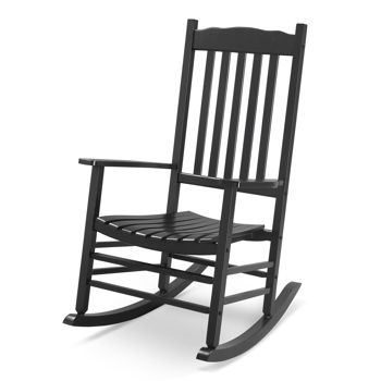 黑色 杨木 波浪形 带扶手 木摇椅