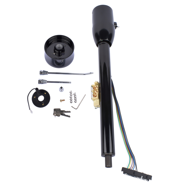 A3-汽车转向柱 28" Black Tilt Street Rod Floor Shift Steering Column w/ Wheel Adapter & Key-5