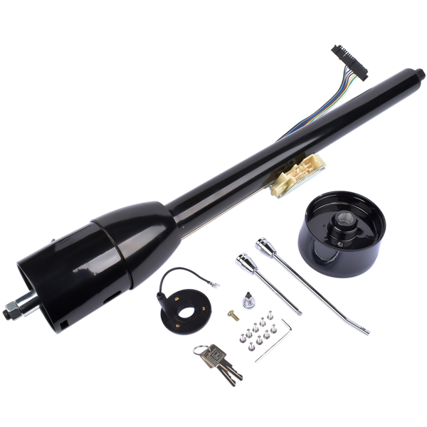 A3-汽车转向柱 Black 32" Floor Shift Tilt Manual Steering Column w/ Key & 9 Hole Wheel Adpater-2