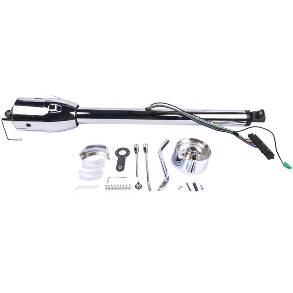 A3-汽车转向柱 30" GM Steering Column Tilt Automatic No Key Universal W/ 9 Holes Adapter Chrome-3