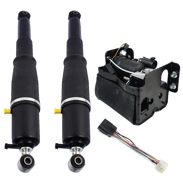 空气悬挂减震器 Pair Rear Air Suspension Shocks + Compressor Pump for Cadillac Escalade Chevrolet Avalanche Suburban 1500 Tahoe GMC Yukon 2001-2013 25979391 19300046 19299545-2