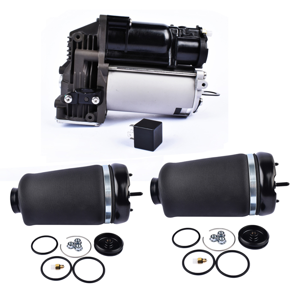 空气弹簧 Pair Front Air Suspension Spring Bags + Compressor Pump for Mercedes-Benz GL-Class X164 GL350 GL450 GL550 M-Class W164 ML350 ML500 ML550 1643204313 1643200304-1