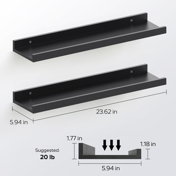 24 "浮动架，用于墙面装饰收纳，一套 4 件，木质，适用于卧室、客厅、浴室、厨房、画框和农舍（周末不发货）-2