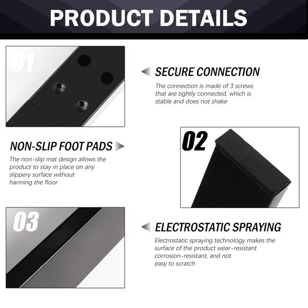 30''H 桌腿，现代办公桌脚，重型铁和工业设计，DIY 金属家具脚，适用于咖啡桌、长凳、橱柜、沙发、椅子，黑色（30 "高 x 28 "宽，2 个装）-4