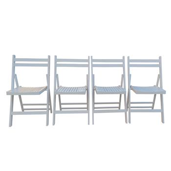 家具板条木折叠特殊活动椅 - 白色，4 件套，折叠椅，可折叠式