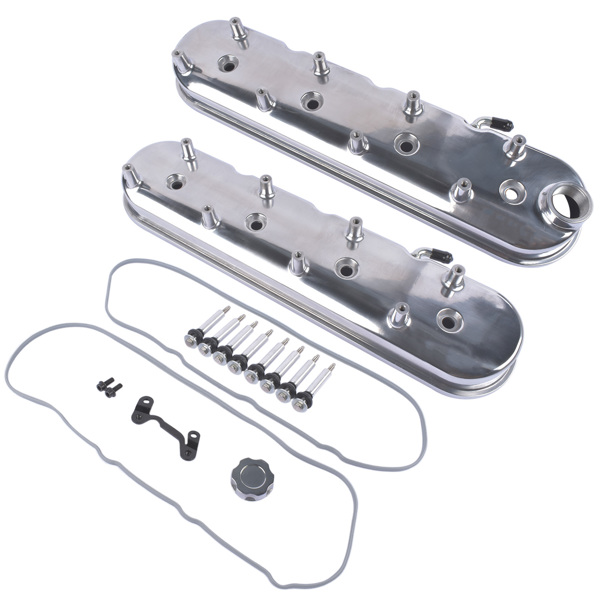  气门室盖 Polished Cast Aluminum Tall Valve Covers with Coil Mounts for GM LS LS1 LS2 LS3-7