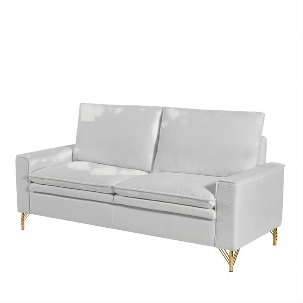 白色，绒布室内双人沙发，金属脚，199.5*80.5*97cm-5