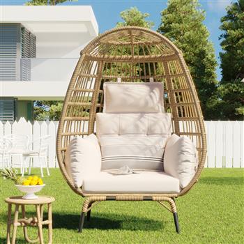 U 型绳索蛋形椅，带可拆卸垫子，适用于庭院、花园、阳台。