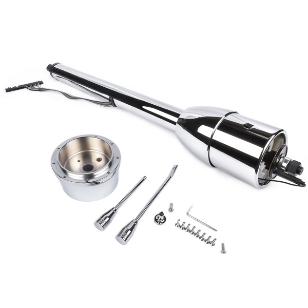 A3-汽车转向柱 30" Chrome Tilt Street Rod Floor Shift Steering Column with Wheel Adapter No Key-1