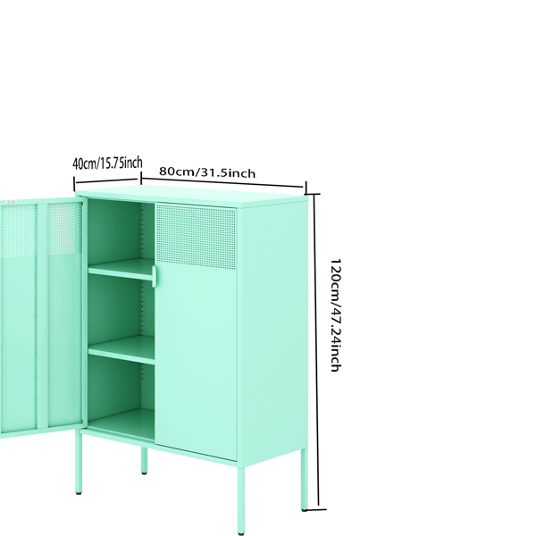 钢制储物柜，可调层压板，侧柜，鞋柜，绿色储物柜-4